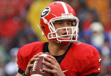 ATHENS, GA - NOVEMBER 29:  Quarterback Matthew Stafford #7 of the Georgia Bulldogs drops back to pass during the game against the Georgia Tech Yellow Jackets at Sanford Stadium on November 29, 2008 in Athens, Georgia.  The Yellow Jackets defeated the Bulldogs 45-42.  (Photo by Mike Zarrilli/Getty Images)