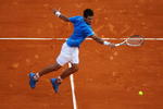 MONTE CARLO, MONACO - APRIL 19:  Novak Djokovic of Serbia in action during the final match against Rafael Nadal of Spain on day seven of the ATP Masters Series at the Monte Carlo Country Club on April 19, 2009 in Monte Carlo,Monaco.  (Photo by Michael Steele/Getty Images)