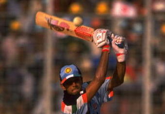 Oct 1998:  Ajay Jadeja of India in action during the Wills International Cup at the Bangabandhu Nation Stadium in Dhaka, Bangladesh. \ Mandatory Credit: Stu Forster /Allsport