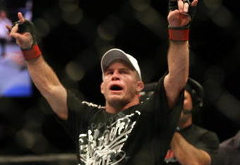 CHICAGO - OCTOBER 25:  Sean Sherk celebrates his win in the Lightweight bout at UFC's Ultimate Fight Night at Allstate Arena on October 25, 2008 in Chicago, Illinois. (Photo by Tasos Katopodis/Getty Images)