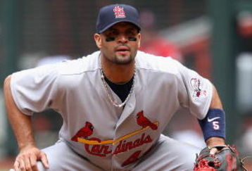 PHOENIX - APRIL 15:  Infielder lbert Pujols #5 of the St. Louis Cardinals in action during the game against the Arizona Diamondbacks at Chase Field on April 15, 2009 in Phoenix, Arizona. The Cardinals defeated the Diamondbacks 12-7.  (Photo by Christian Petersen/Getty Images)