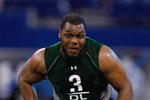 INDIANAPOLIS, IN - FEBRUARY 23:  Defensive lineman Chis Baker of Hampton runs during the NFL Scouting Combine presented by Under Armour at Lucas Oil Stadium on February 23, 2009 in Indianapolis, Indiana. (Photo by Scott Boehm/Getty Images)