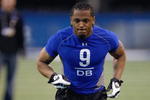 INDIANAPOLIS, IN - FEBRUARY 24:  Defensive back Patrick Chung of Oregon runs in practice drills during the NFL Scouting Combine presented by Under Armour at Lucas Oil Stadium on February 24, 2009 in Indianapolis, Indiana. (Photo by Scott Boehm/Getty Images)