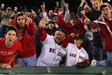 BOSTON - OCTOBER 16:  Fans of the Boston Red Sox celebrate after defeating the Tampa Bay Rays in game five of the American League Championship Series during the 2008 MLB playoffs at Fenway Park on October 16, 2008 in Boston, Massachusetts. The Red Sox defeated the Rays 8-7 to set the series at 3-2 Rays. (Photo by Jim McIsaac/Getty Images)
