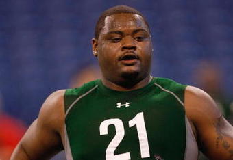INDIANAPOLIS, IN - FEBRUARY 23:  Defensive lineman Sammie Hill of Stillman runs during the NFL Scouting Combine presented by Under Armour at Lucas Oil Stadium on February 23, 2009 in Indianapolis, Indiana. (Photo by Scott Boehm/Getty Images)