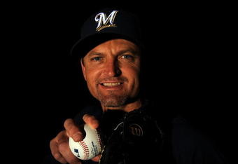 MARYVALE, AZ - FEBRUARY 19: Trevor Hoffman of the Milwaukee Brewers poses during photo day at the Brewers spring training complex on February 19, 2009 in Maryvale, Arizona. (Photo by Ronald Martinez/Getty Images)