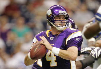IRVING - AUGUST 28: Quarterback John David Booty #4 of the Minnesota Vikings prepares to throw against the Dallas Cowboys on August 28, 2008 at Texas Stadium in Irving, Texas.  The Cowboys won 16-10.  (Photo by Brian Bahr/Getty Images)