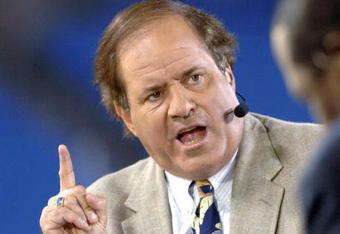 ESPN commentator Chris Berman on Monday Night Football Nov. 13, 2006 as the Carolina Panthers host the Tampa Bay Buccaneers  in Charlotte.  The Panthers won 24 - 10.  (Photo by Al Messerschmidt/Getty Images)