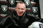 ALAMEDA, CA - JANUARY 23:  Newly hired head coach of the Oakland Raiders, Lane Kiffin (L), smiles as Raiders owner Al Davis reacts to a question during a press conference on January 23, 2007 in Alameda, California. Kiffin, a 31 year-old offensive coordinator from the University of Southern California, was named as the new head coach to replace Art Shell who was fired after going 2-14 for the season.  (Photo by Justin Sullivan/Getty Images)
