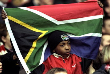 14 Nov 1998:  A South African fan watches the action during a match against Wales at Wembley in London, England. South Africa won the game 28-20. \ Mandatory Credit: Andrew Redington /Allsport