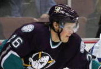 ANAHEIM, CA - OCTOBER 28:  Petr Cajanek #26 of the St. Louis Blues skates for the puck against Samuel Pahlson #26 of the Mighty Ducks of Anaheim during the second period at the Arrowhead Pond of Anaheim October 28, 2005 in Anaheim, California   (Photo by Robert Laberge/Getty Images)