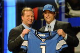 NEW YORK - APRIL 25:  NFL Commissioner Roger Goodell stands with Detroit Lions #1 draft pick Matthew Stafford at  Radio City Music Hall for the 2009 NFL Draft on April 25, 2009 in New York City  (Photo by Jeff Zelevansky/Getty Images)