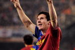 VALENCIA, SPAIN - APRIL 25: Lionel Messi of Barcelona celebrates after scoring Barcelona's first goal during the La Liga match between Valencia and Barcelona at the Mestalla stadium on April 25, 2009 in Valencia, Spain.  (Photo by Denis Doyle/Getty Images)