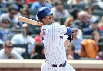 NEW YORK - APRIL 19:  David Wright #5 of the New York Mets at bat against the Milwaukee Brewers at Citi Field on April 19, 2009 in the Flushing neighborhood of the Queens borough of New York City.  (Photo by Nick Laham/Getty Images)