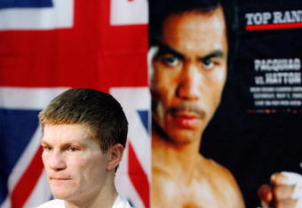 LAS VEGAS - APRIL 16:  Boxer Ricky Hatton of Great Britain talks with the press before a workout on April 16, 2009 in Las Vegas, Nevada. Hatton will fight boxer Manny Pacquiao of the Philippines on May 2, 2009 at the MGM Grand Garden Arena.  (Photo by Isaac Brekken/Getty Images)