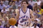 24 Apr 2001:  John Stockton #12 of the Utah Jazz in action against the Dallas Mavericks in game 2 of the NBA Playoffs at the Delta Center in Salt Lake City, Utah.  The Jazz defeated the Mavericks 109-98.  DIGITAL IMAGE.  Mandatory Credit: Matthew Stockman/Allsport