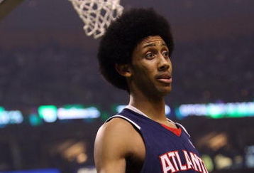 BOSTON - APRIL 23:  Josh Childress #1 of the Atlanta Hawks reacts to a foul call against one of his teammates in the first quarter against the Boston Celtics during Game Two of the Eastern Conference Quarterfinals on April 23, 2008 at the TD Banknorth Garden in Boston, Massachusetts.  NOTE TO USER: User expressly acknowledges and agrees that, by downloading and or using this Photograph, user is consenting to the terms and conditions of the Getty Images License Agreement.  (Photo by Elsa/Getty Images)