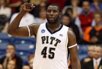 DAYTON, OH - MARCH 22:  DeJuan Blair #45 of the Pittsburgh Panthers reacts between plays against the Oklahoma State Cowboys during the second round of the NCAA Division I Men's Basketball Tournament at the University of Dayton Arena on March 22, 2009 in Dayton, Ohio.  (Photo by Andy Lyons/Getty Images)