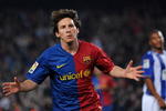 BARCELONA, SPAIN - MARCH 22:  Lionel Messi of Barcelona celebrates scoring during the La Liga match between Barcelona and Malaga at the Camp Nou Stadium on March 22, 2009 in Barcelona, Spain.  (Photo by Jasper Juinen/Getty Images)