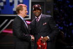 NEW YORK - APRIL 25:  NFL Commissioner Roger Goodell poses with with San Francisco 49ers #10 draft pick Michael Crabtree at Radio City Music Hall for the 2009 NFL Draft on April 25, 2009 in New York City  (Photo by Jeff Zelevansky/Getty Images)