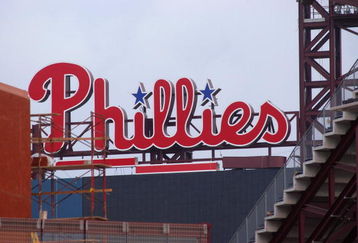 PHILADELPHIA - MARCH 21: The Philadelphia Phillies logo sits atop the new scoreboard at Citizen's Bank Park, the new home of the Philadelphia Phillies March 21, 2004 in Philadelphia, Pennsylvania. Philadelphia Phillies officials aren't sure if the new park will be fully completed when Citizen's Bank Park is scheduled to open in April.  (Photo by William Thomas Cain/Getty Images)