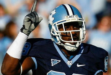 CHAPEL HILL, NC - NOVEMBER 08:  Receiver Hakeem Nicks #88 of the North Carolina Tar Heels reacts after scoring a touchdown against the Georgia Tech Yellow Jackets during the game at Kenan Stadium on November 8, 2008 in Chapel Hill, North Carolina.  (Photo by Kevin C. Cox/Getty Images)