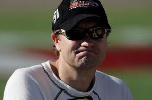LAS VEGAS - SEPTEMBER 22:  Buddy Lazier driver of the #15 Flanders Beef Patties Chevrolet Silverado looks on during qualifying for the NASCAR Craftsman Truck Series Smith's Las Vegas 350 at Las Vegas Motor Speedway September 22, 2007 in Las Vegas, Nevada.  (Photo by Jeff Gross/Getty Images)