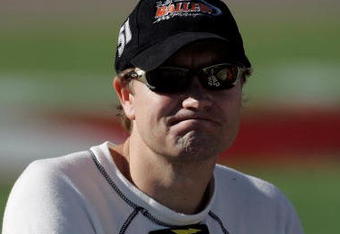 LAS VEGAS - SEPTEMBER 22:  Buddy Lazier driver of the #15 Flanders Beef Patties Chevrolet Silverado looks on during qualifying for the NASCAR Craftsman Truck Series Smith's Las Vegas 350 at Las Vegas Motor Speedway September 22, 2007 in Las Vegas, Nevada.  (Photo by Jeff Gross/Getty Images)