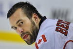 VANCOUVER, CANADA - APRIL 7: Todd Bertuzzi #7 of the Calgary Flames sticks out his tongue during their game against the Vancouver Canucks at General Motors Place April 7, 2009 in Vancouver, Canada.   (Photo by Nick Didlick/Getty Images)