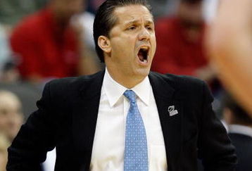 KANSAS CITY, MO - MARCH 21:   Head Coach John Calipari of the Memphis Tigers yells from the sideline during their second round game against the Maryland Terrapins in the NCAA Division I Men's Basketball Tournament at the Sprint Center on March 21, 2009 in Kansas City, Missouri.  (Photo by Jamie Squire/Getty Images)