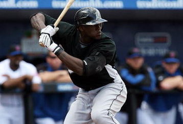 PORT ST LUCIE, FL - FEBRUARY 26:  Cameron Maybin #24 of the Florida Marlins bats against the New York Mets during a spring training game at Tradition Field on February 26, 2009 in Port St Lucie, Florida. The Mets defeated the Marlins 9-0.  (Photo by Doug Benc/Getty Images)