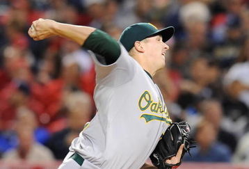 ANAHEIM, CA - APRIL 07:  Trevor Cahill #53 of the Oakland Athletics pitches against the Los Angeles Angels of Anaheim oon April 7, 2009 at Angel Stadium in Anaheim, California.  (Photo by Lisa Blumenfeld/Getty Images)