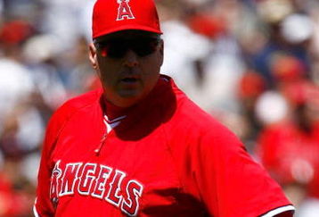 ANAHEIM, CA - APRIL 12:  Los Angeles Angels of Anaheim manager Mike Scioscia looks on against the Boston Red Sox at Angel Stadium on April 12, 2009 in Anaheim, California. The Angels defeated the Red Sox 5-4.  (Photo by Jeff Gross/Getty Images)