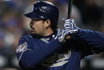 FLUSHING, NY - APRIL 13:  Adrian Gonzalez #23 of the San Diego Padres at bat against the New York Mets during opening day at Citi Field on April 13, 2009 in the Flushing neighborhood of the Queens borough of New York City. This is the first regular season MLB game being played at the new venue which replaced Shea Stadium as the Mets home field.  (Photo by Nick Laham/Getty Images)