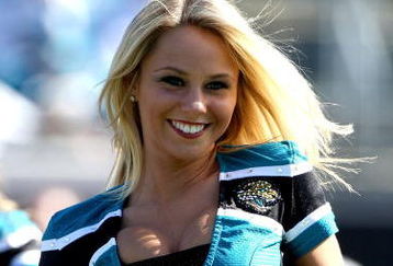 JACKSONVILLE, FL - NOVEMBER 23:  A Jacksonville Jaguar cheerleader performs during the game against the Minnesota Vikings at Jacksonville Municipal Stadium on November 23, 2008 in Jacksonville, Florida.  (Photo by Sam Greenwood/Getty Images)