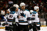 ANAHEIM, CA - APRIL 27:  Jeremy Roenick #27 and Douglas Murray #3 of the San Jose Sharks console each other after being eliminated from the playoffs by the Anaheim Ducks during Game Six of the Western Conference Quarterfinal Round of the 2009 Stanley Cup Playoffs at the Honda Center on April 27, 2009 in Anaheim, California.  (Photo by Jeff Gross/Getty Images)