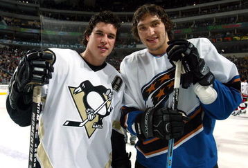 DALLAS - JANUARY 23:  Eastern Conference All-Stars Sidney Crosby #87 of the Pittsburgh Penguins and Alex Ovechkin #8 of the Washington Capitals pose together during the 2007 NHL All-Star Skills Gameon January 23, 2007 at the American Airlines Center in Dallas, Texas.  (Photo by Dave Sandford/Getty Images for NHL)