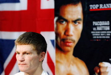 LAS VEGAS - APRIL 16:  Boxer Ricky Hatton of Great Britain talks with the press before a workout on April 16, 2009 in Las Vegas, Nevada. Hatton will fight boxer Manny Pacquiao of the Philippines on May 2, 2009 at the MGM Grand Garden Arena.  (Photo by Isaac Brekken/Getty Images)