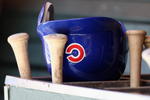PHOENIX - APRIL 29:  A Chicago Cubs helmet and bats during the game against the Arizona Diamondbacks at Chase Field on April 29, 2009 in Phoenix, Arizona. The Diamondbacks defeated the Cubs 10-0.  (Photo by Christian Petersen/Getty Images)