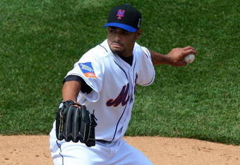 NEW YORK - APRIL 29:  Johan Santana #57 of the New York Mets delivers a pitch against the Florida Marlins on April 29, 2009 at Citi Field in the Flushing neighborhood of the Queens borough of New York City. The Marlins defeated the Mets 4-3.  (Photo by Jim McIsaac/Getty Images)