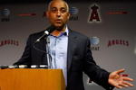 ANAHEIM, CA - JUNE 17:  New York Mets general manager Omar Minaya addresses the media at a press conference called to name Jerry Manuel as the interim manager at Angel Stadium on June 17, 2008 in Anaheim, California.  (Photo by Jeff Gross/Getty Images)