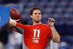 INDIANAPOLIS, IN - FEBRUARY 22:  Quarterback Graham Harrell of Texas Tech drops back to pass the football during the NFL Scouting Combine presented by Under Armour at Lucas Oil Stadium on February 22, 2009 in Indianapolis, Indiana. (Photo by Scott Boehm/Getty Images)