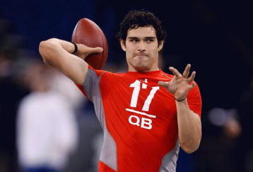 INDIANAPOLIS, IN - FEBRUARY 22:  Quarterback Mark Sanchez of USC passes the football during the NFL Scouting Combine presented by Under Armour at Lucas Oil Stadium on February 22, 2009 in Indianapolis, Indiana. (Photo by Scott Boehm/Getty Images)