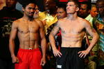 LAS VEGAS - MAY 01:  (L-R) Manny Pacquiao of the Philippines and Ricky Hatton of England pose after both fighters stepped on the scale during the weigh-in for their junior welterweight title fight at the MGM Grand Garden Arena May 1, 2009 in Las Vegas, Nevada.Photo by Al Bello/Getty Images)  (Photo by Al Bello/Getty Images)