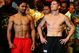 LAS VEGAS - MAY 01:  (L-R) Manny Pacquiao of the Philippines and Ricky Hatton of England pose after both fighters stepped on the scale during the weigh-in for their junior welterweight title fight at the MGM Grand Garden Arena May 1, 2009 in Las Vegas, Nevada.Photo by Al Bello/Getty Images)  (Photo by Al Bello/Getty Images)