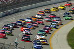 21 Apr 2002:  The drivers in action at the start of the Aaron''s 499, part of the Nascar Winston Cup Series, at Talledega Superspeedway in Talladega, Alabama. DIGITAL IMAGE. Mandatory Credit: Donald Miralle/Getty Images