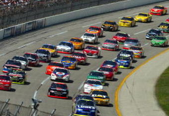 21 Apr 2002:  The drivers in action at the start of the Aaron''s 499, part of the Nascar Winston Cup Series, at Talledega Superspeedway in Talladega, Alabama. DIGITAL IMAGE. Mandatory Credit: Donald Miralle/Getty Images