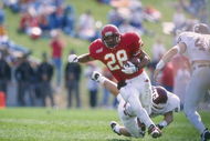 12 Oct 1996: Running back Troy Davis of the Iowa State Cyclones carries the football during the Cyclones 24-21 loss to the Texas A&M Aggies at Cyclone Stadium in Ames, Iowa. Mandatory Credit: Stephen Dunn /Allsport