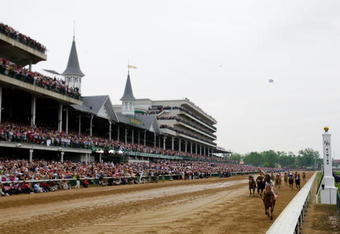 LOUISVILLE, KY - MAY 02:  Jockey Calvin Borel atop Mine That Bird crosses the finish line to win the 135th running of the Kentucky Derby on May 2, 2009 at Churchill Downs in Louisville, Kentucky.  (Photo by Matthew Stockman/Getty Images)