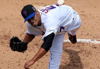 NEW YORK - APRIL 29:  Johan Santana #57 of the New York Mets delivers a pitch against the Florida Marlins on April 29, 2009 at Citi Field in the Flushing neighborhood of the Queens borough of New York City. The Marlins defeated the Mets 4-3.  (Photo by Jim McIsaac/Getty Images)